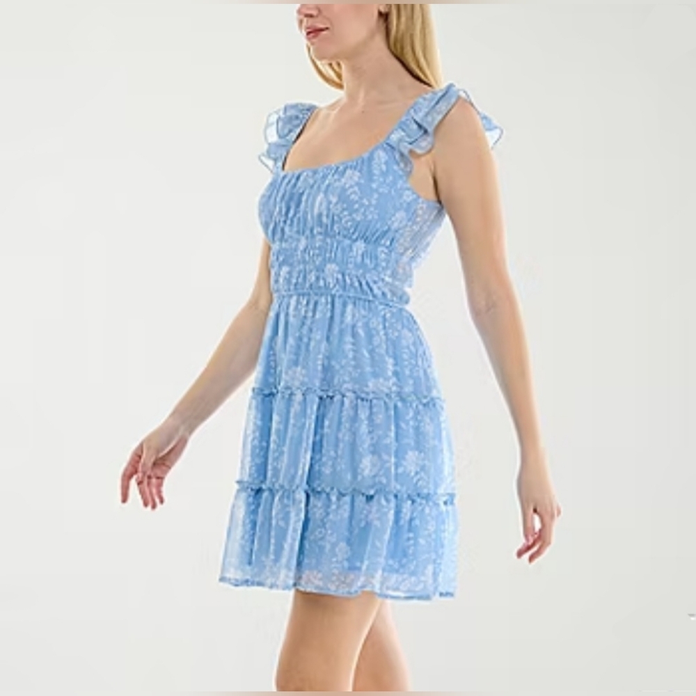 Trixxi Juniors Tiered Summer Mini Dress Sz XXL Olive - Picture 8 of 9